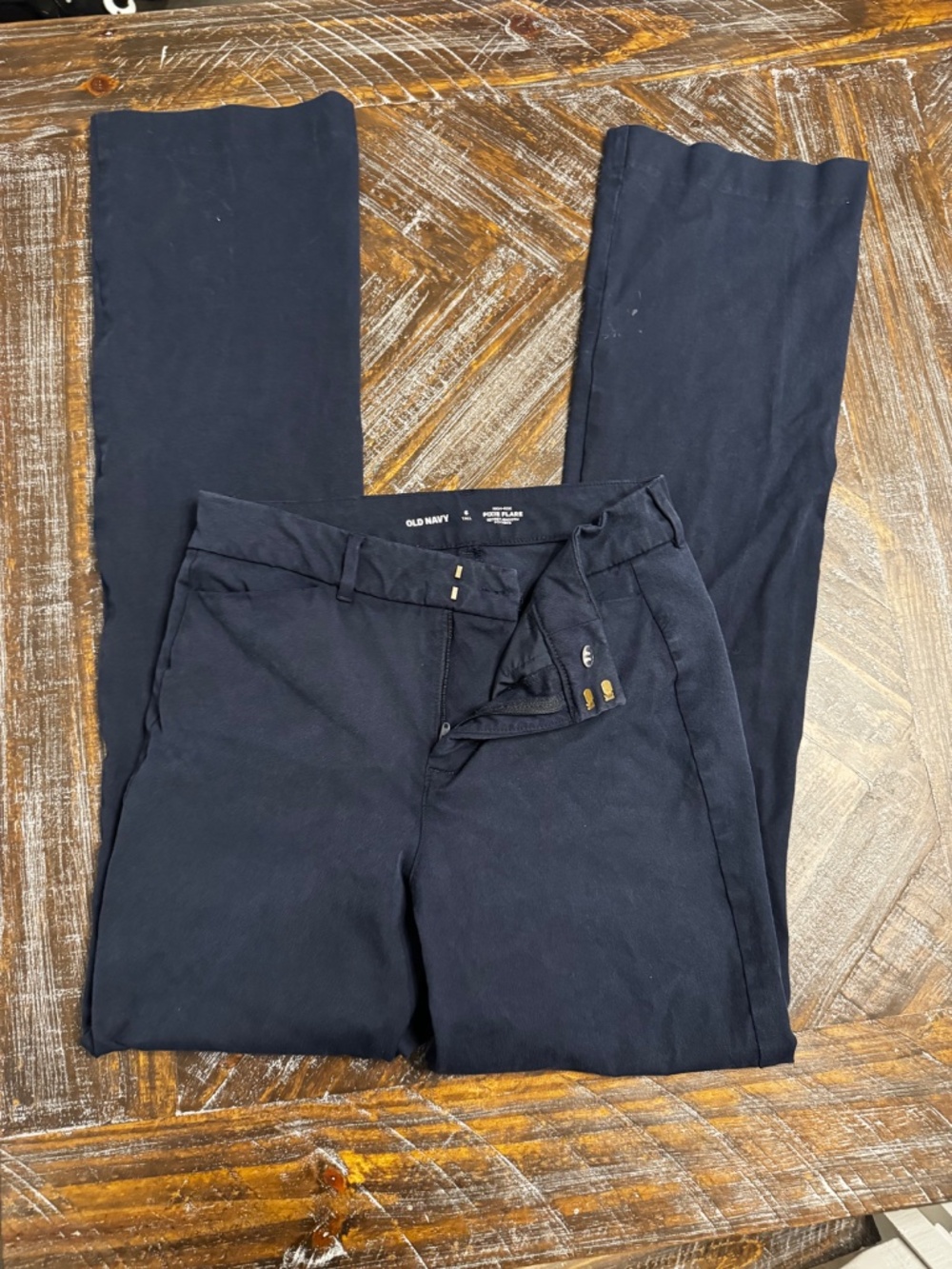 Old Navy High Rise Pixie Flare Pants Navy Blue Size 6 Tall - Picture 3 of 8